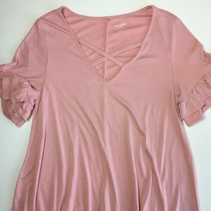 Francesca’s Blush Ruffle Sleeve Top